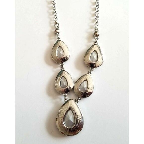 New Deep Green Rhinestone Statement Necklace Set Pierced Earring Demi Parure 18" - Picture 6 of 6